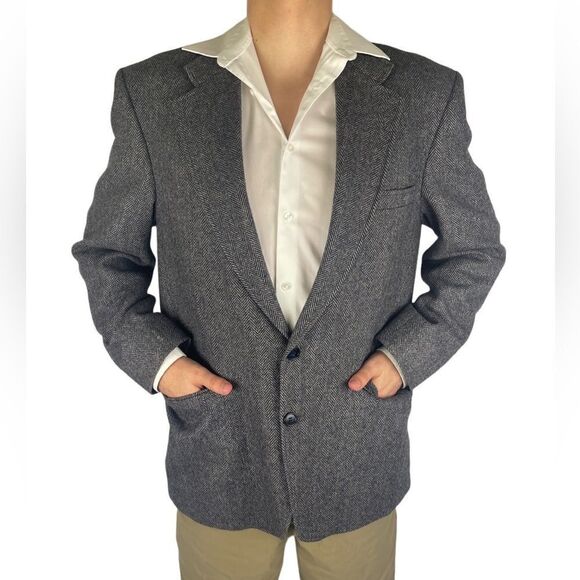 Lands’ End Men’s Vintage Gray Lambswool/Wool 2-Button Blazer Made in USA Sz: 43R - Picture 3 of 9